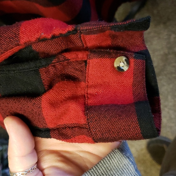 Red and black plaid Maurice's button down shirt - Picture 4 of 4